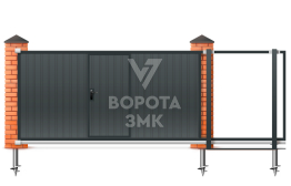 Ворота откатные 8 метров 8000×3000 с калиткой ЗМК-8109